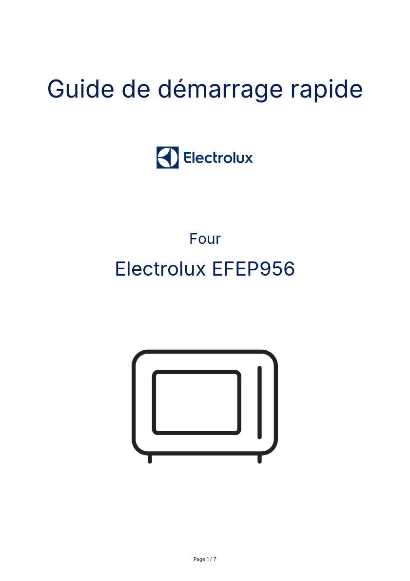 Page n°1 - Guide de démarrage rapide Electrolux EFEP956