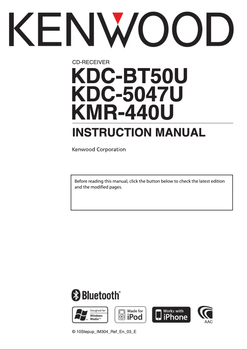 Page 1 de la notice Manuel utilisateur Kenwood KMR-440U