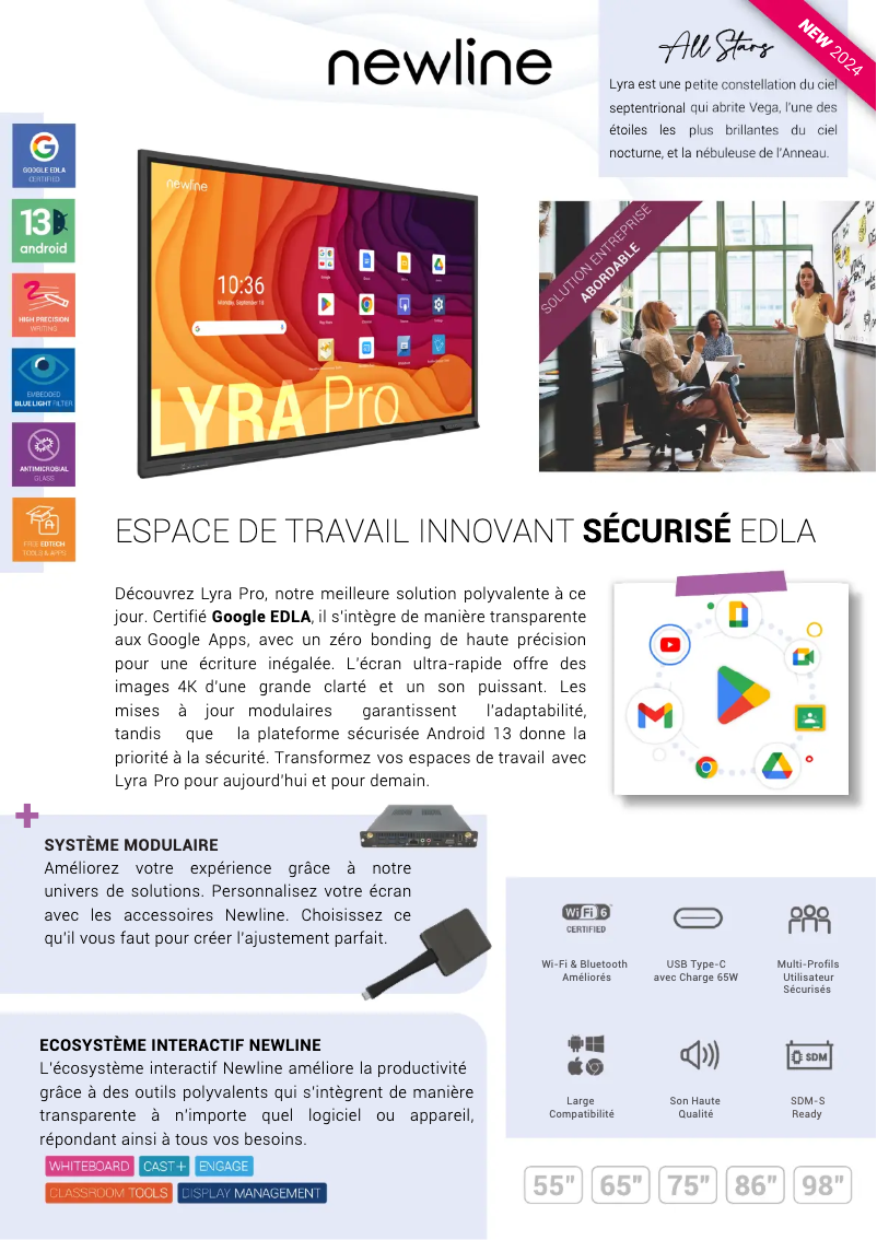 Page n°1 - Fiche technique Newline TT-8623QA