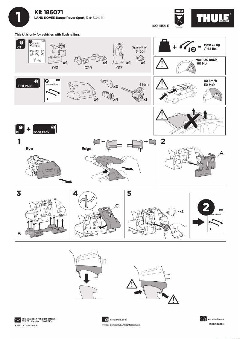 Page n°1 - Manuel utilisateur Thule Kit 186071