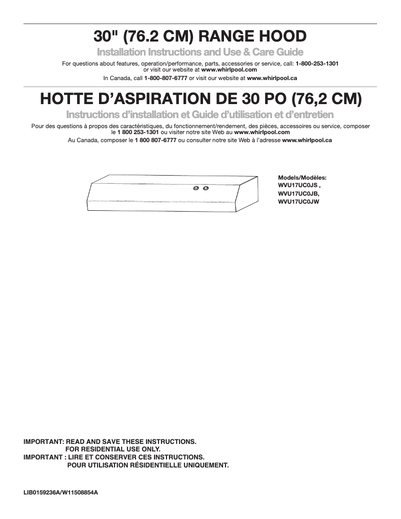 Image de la première page du manuel de l'appareil WVU17UC0JB