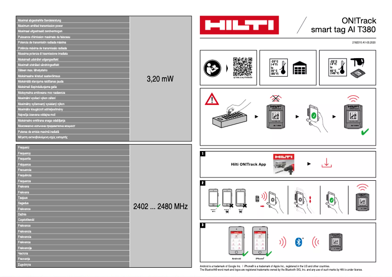 Page 1 de la notice Manuel utilisateur Hilti AI T380