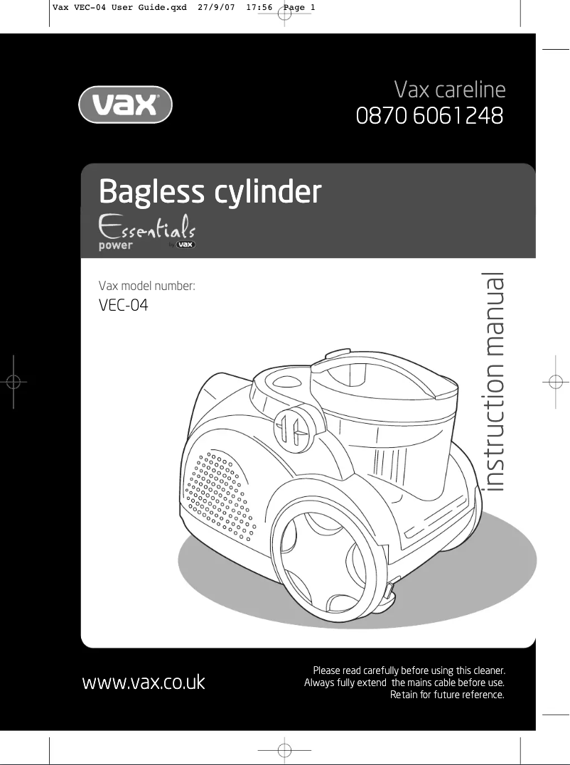 Imagen de la primera página del manual del dispositivo Essentials VEC-04