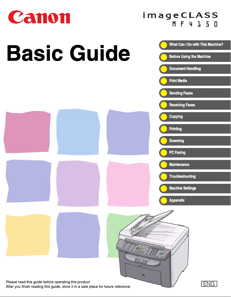 Image de la première page du manuel de l'appareil imageCLASS MF4150