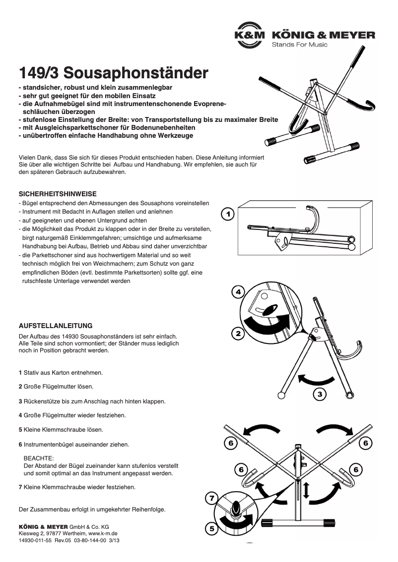 Page 1 de la notice Manuel utilisateur Konig & Meyer 14930