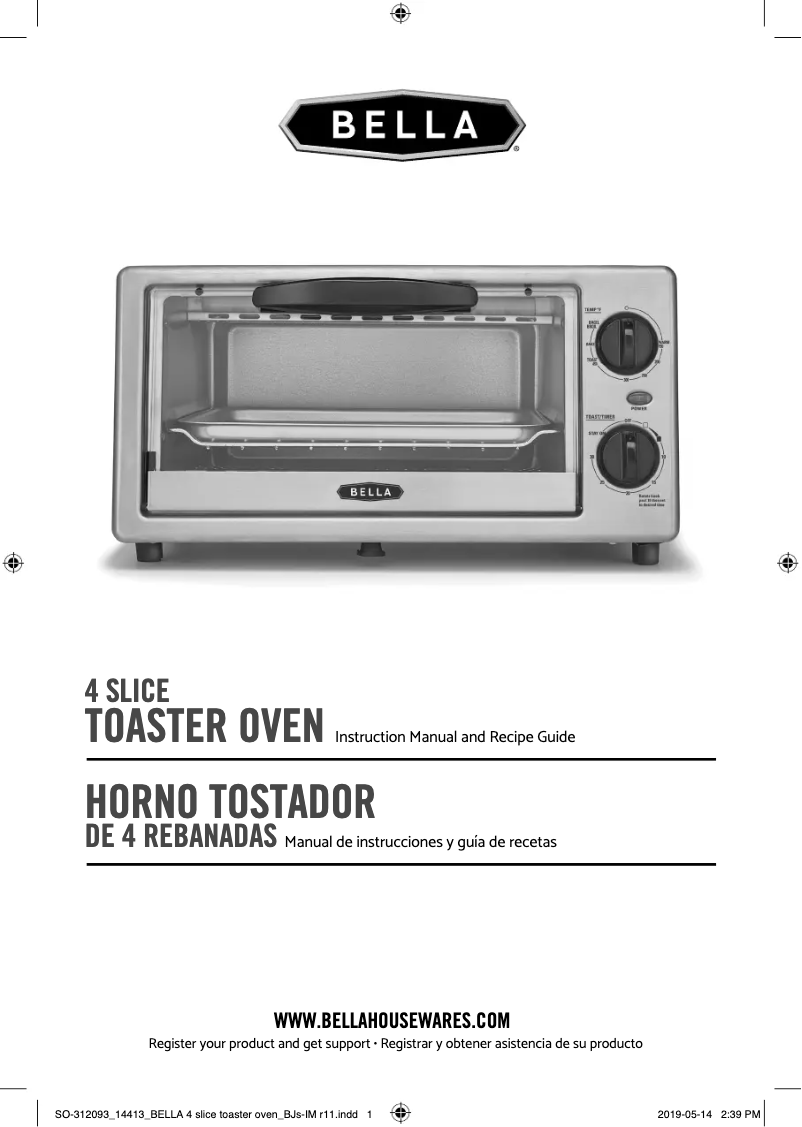 Page 1 de la notice Manuel utilisateur Bella 4 Slice Toaster Oven