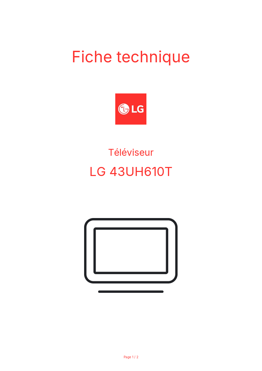 Page n°1 - Fiche technique LG 43UH610T