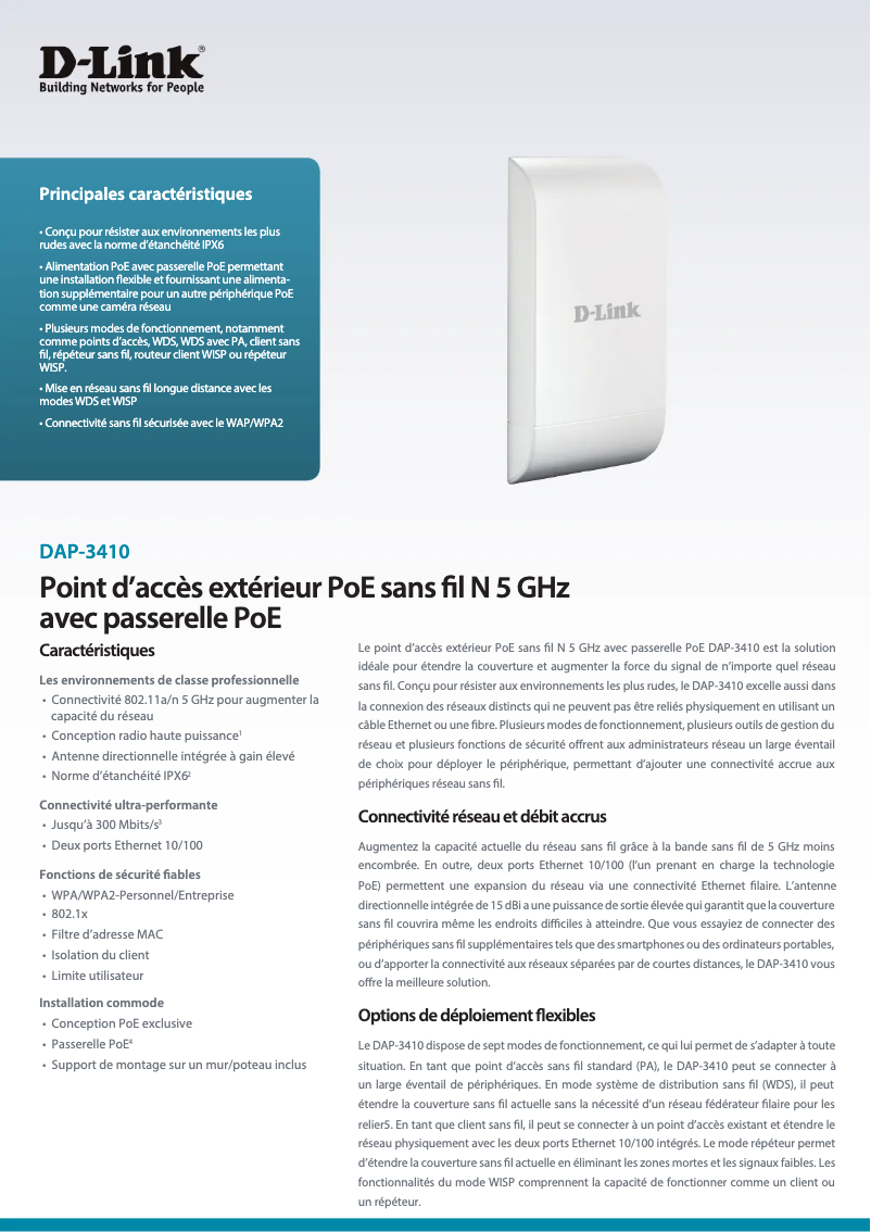 Image de la première page du manuel de l'appareil DAP-3410