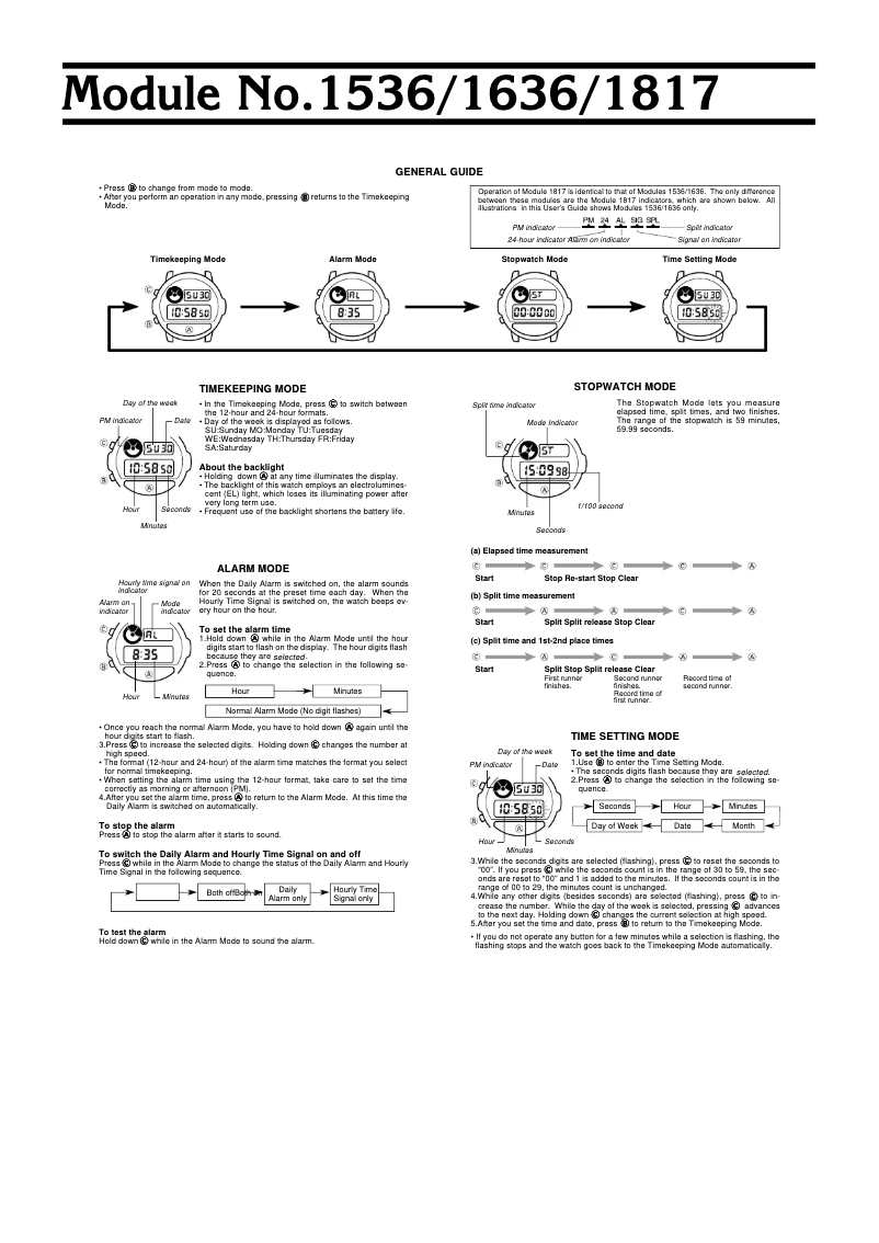 Page n°1 - Manuel utilisateur Casio 1636