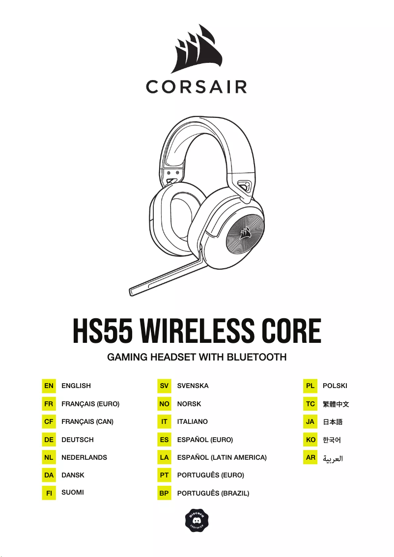 Page 1 de la notice Mode d'emploi Corsair HS55 Wireless Core