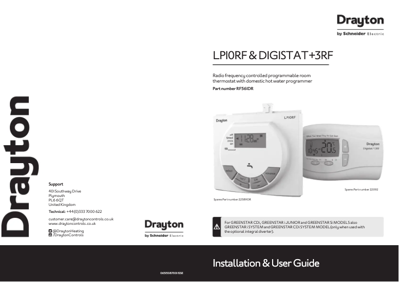 Page n°1 - Manuel utilisateur Drayton LP10RF & Digistat+3RF