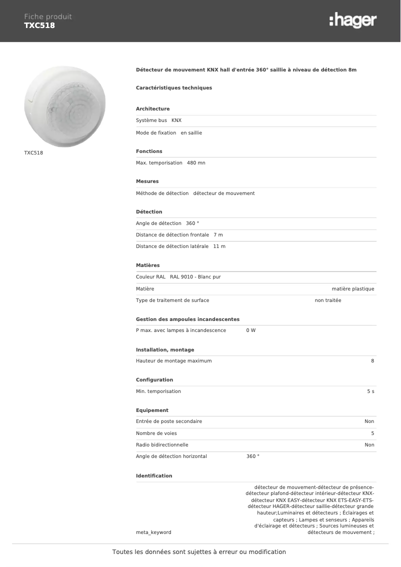 Image de la première page du manuel de l'appareil TXC518