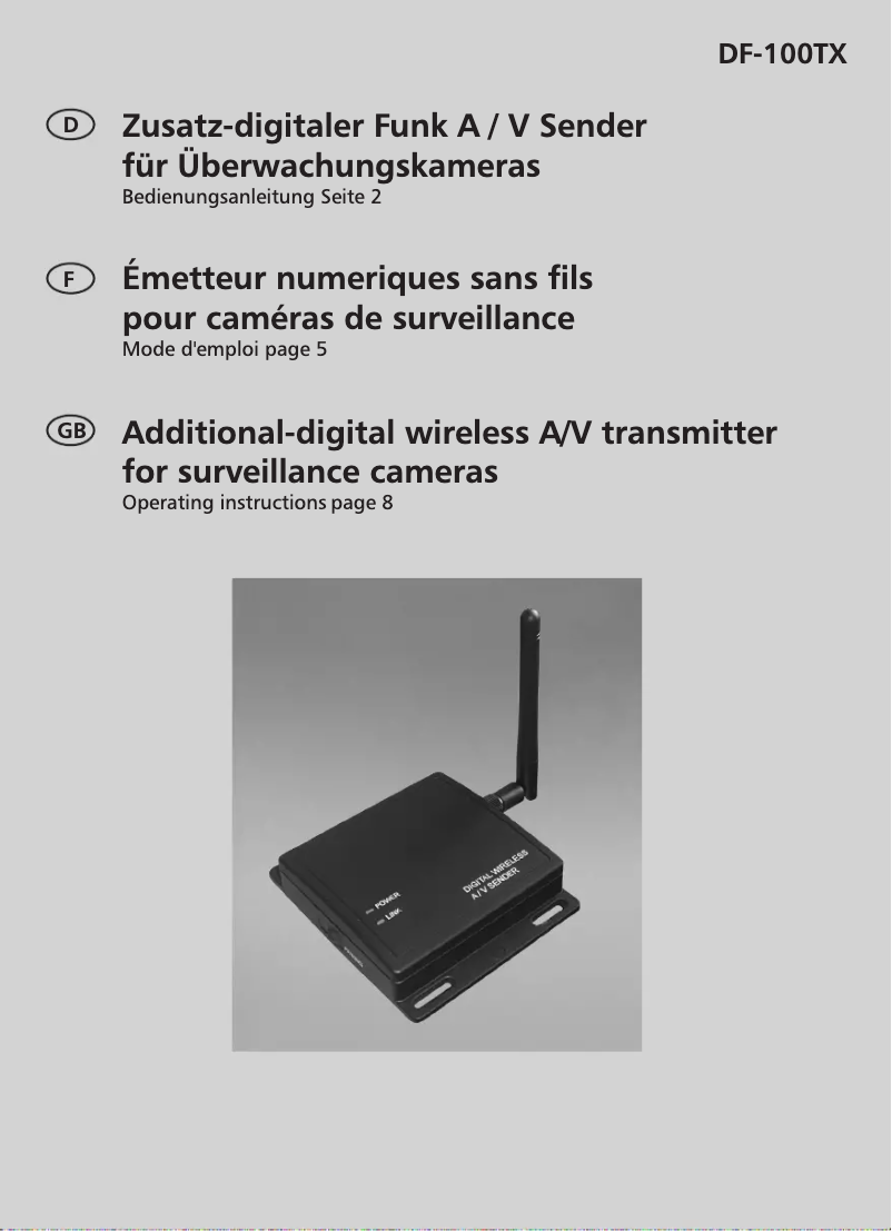 Page n°1 - Manuel utilisateur Indexa DF-100TX