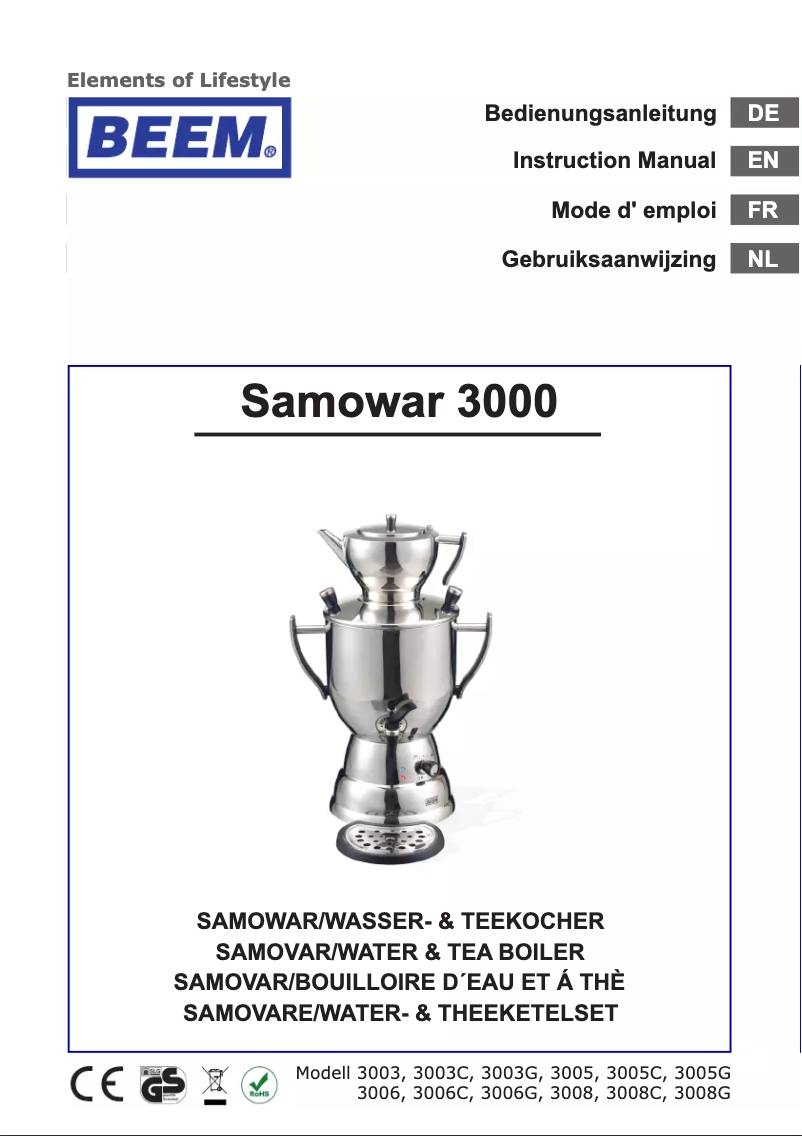 Image de la première page du manuel de l'appareil Samowar 3000
