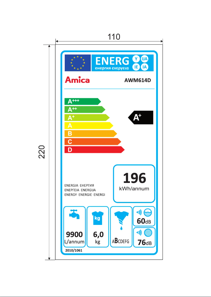 Page 1 de la notice Manuel utilisateur Amica AWM614D