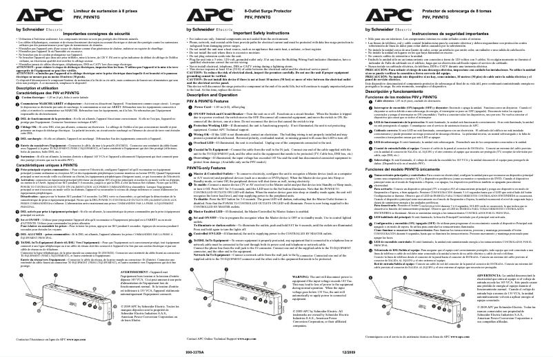 Page n°1 - Manuel utilisateur APC P8VNTG