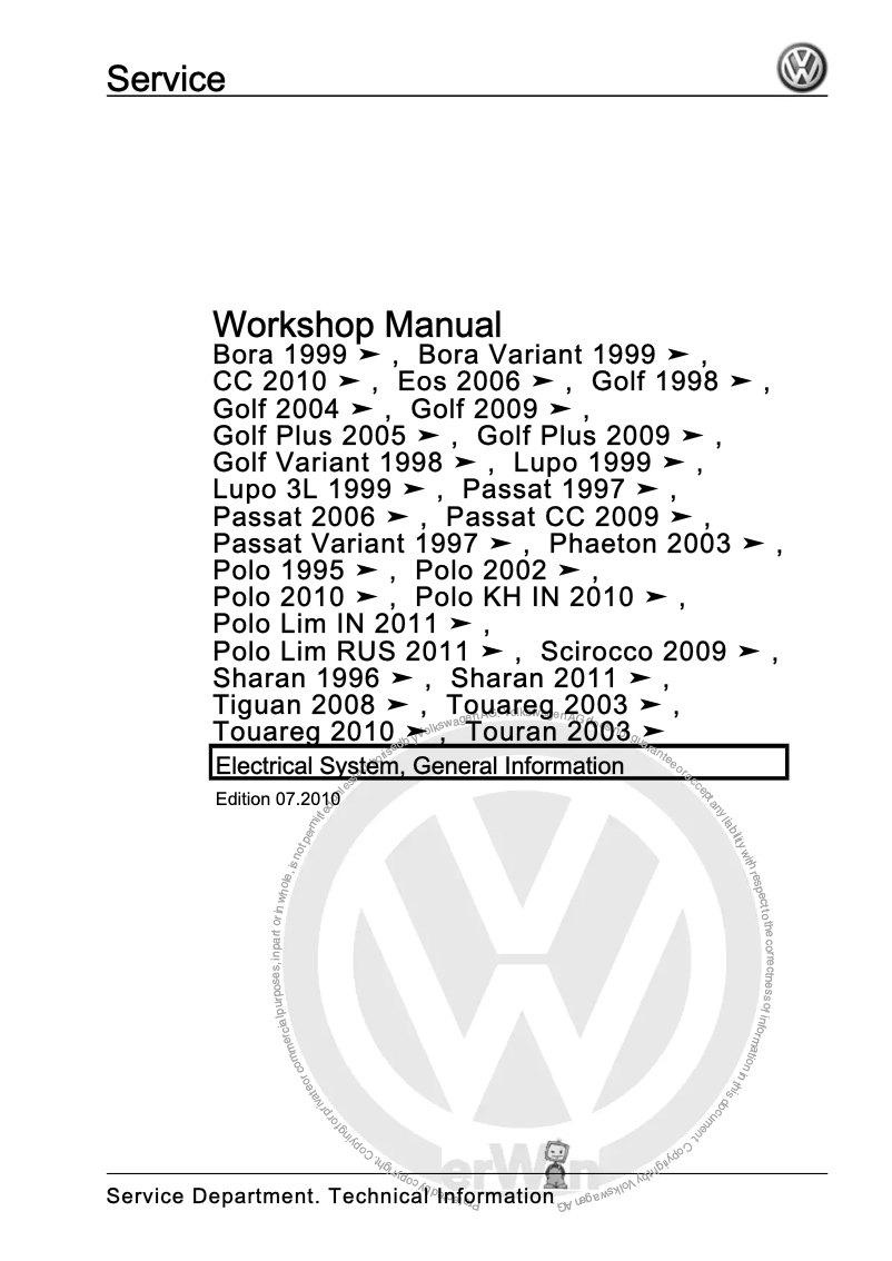 Page 1 de la notice Manuel utilisateur Volkswagen Touran (2003)