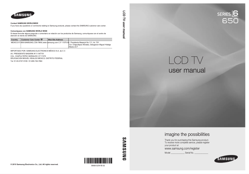 Page 1 de la notice Manuel utilisateur Samsung LN32C650