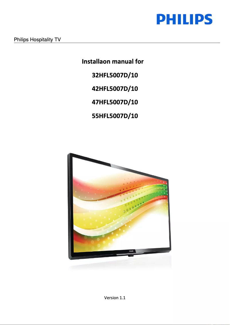 Page 1 de la notice Guide d'installation Philips 47HFL5007D