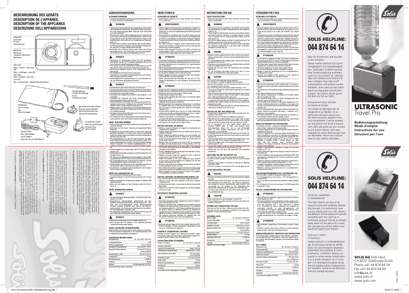Imagen de la primera página del manual del dispositivo Travel