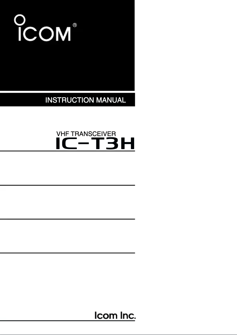 Page n°1 - Manuel utilisateur ICOM IC-T3H