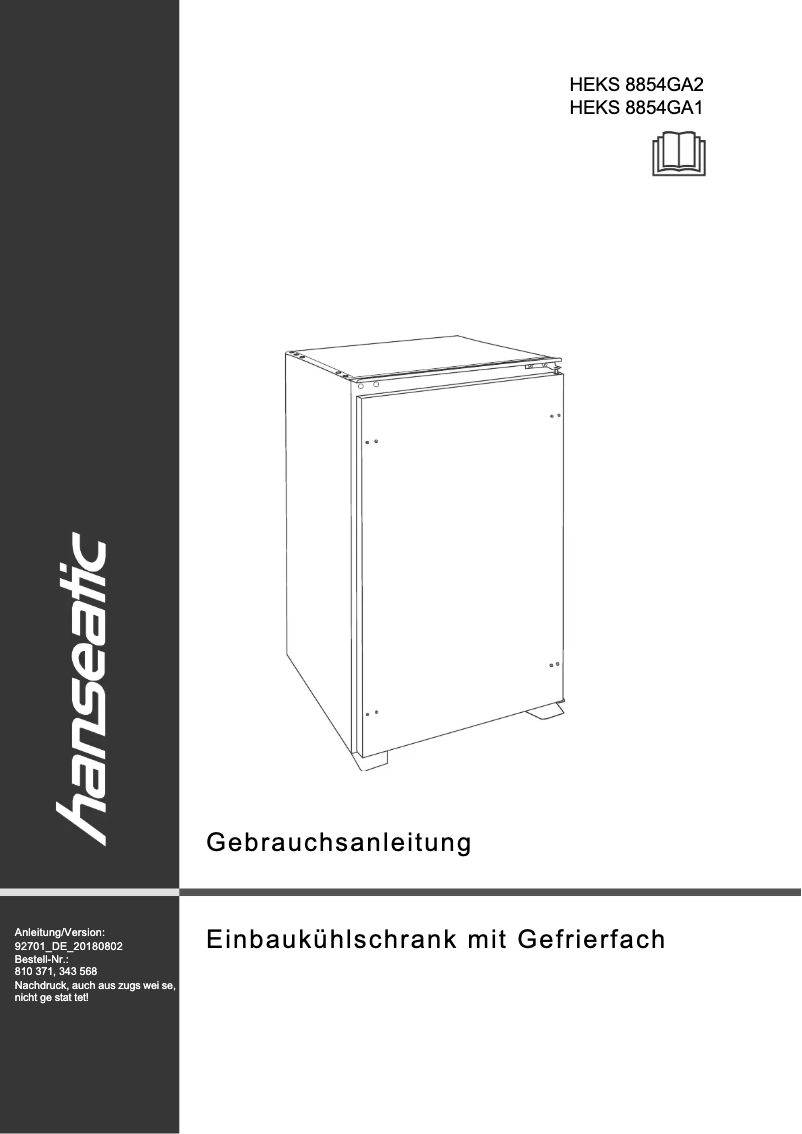 Página 1 del manual Manual de usuario Hanseatic HEKS8854GA2