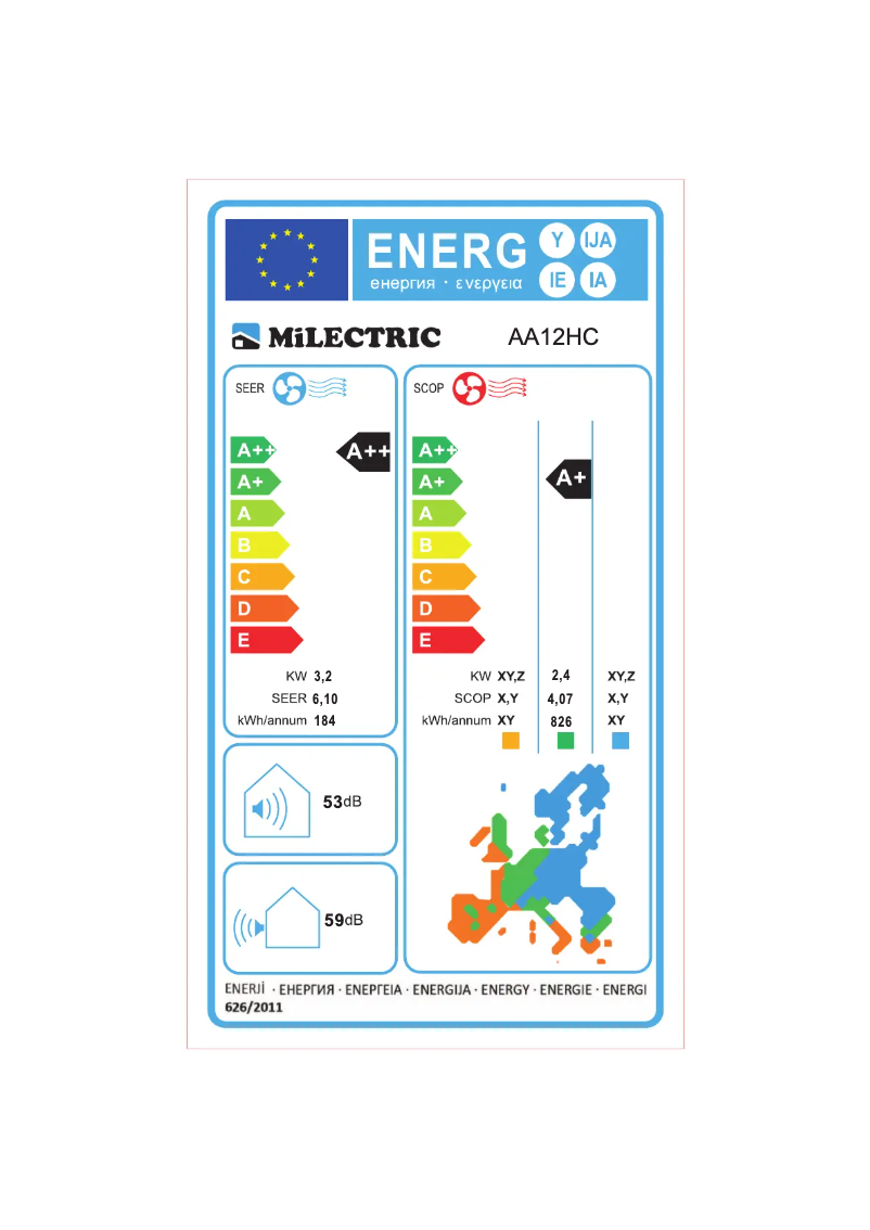 Page n°1 - Label énergétique Infiniton AA12HC