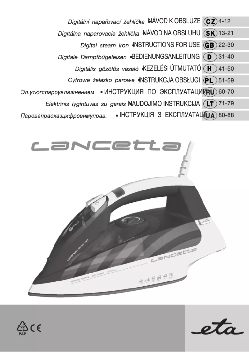 Page 1 de la notice Manuel utilisateur Eta Digi Lancetta