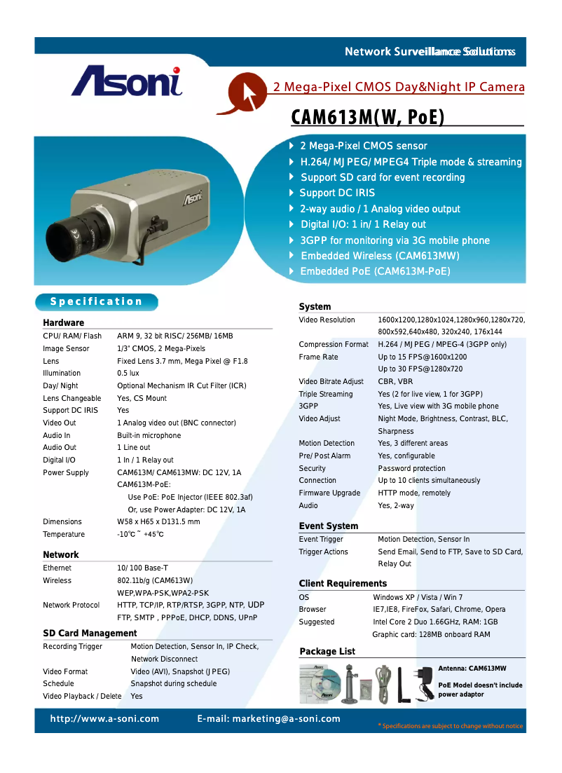 Image de la première page du manuel de l'appareil CAM613M-POE
