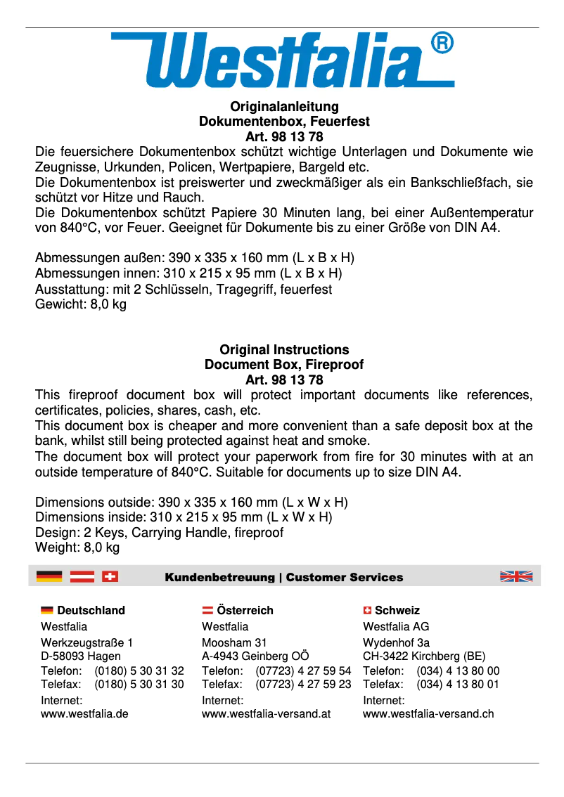 Página 1 del manual Manual de usuario Westfalia 981378