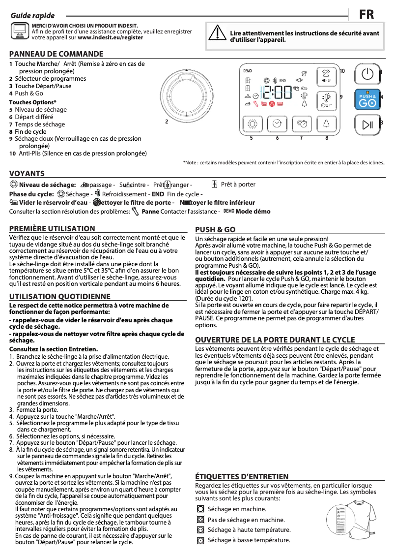 Page n°1 - Manuel utilisateur Indesit YTNM1182XFR