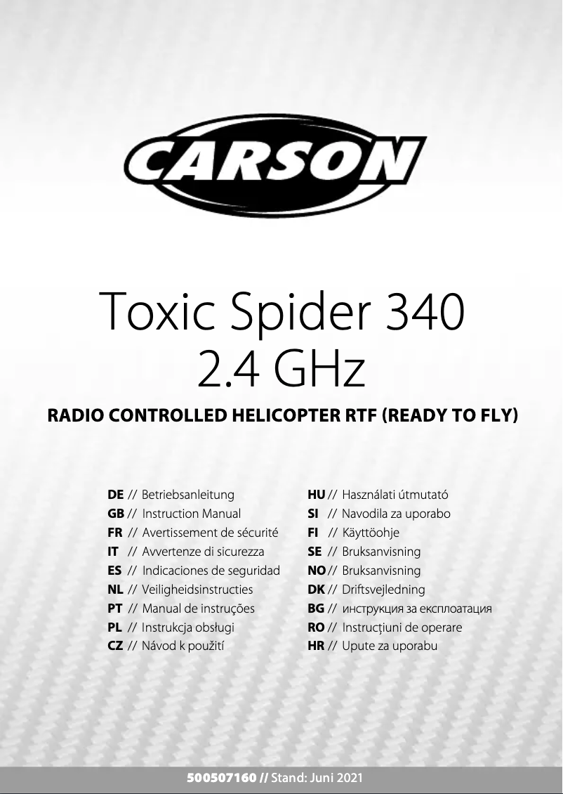 Page 1 de la notice Manuel utilisateur Carson Toxic Spider 340