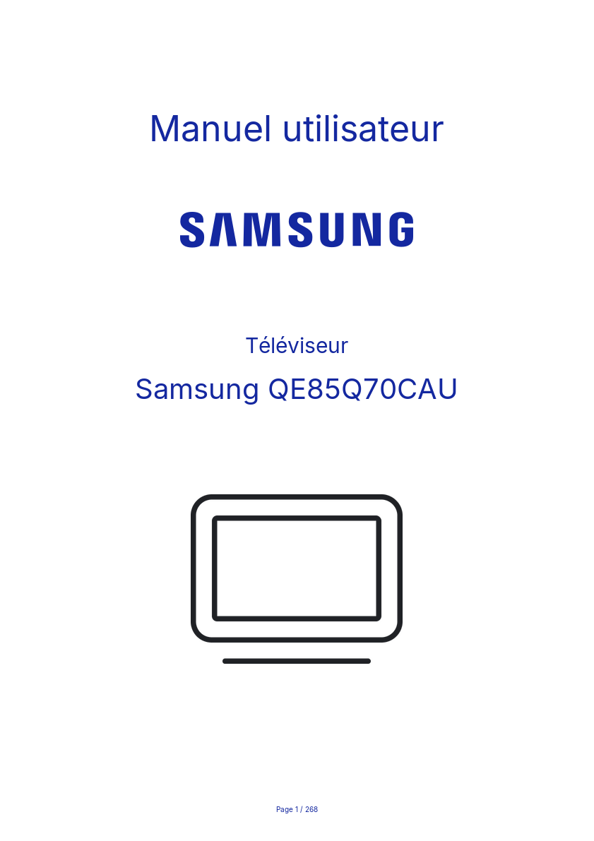 Image de la première page du manuel de l'appareil QE85Q70CAU
