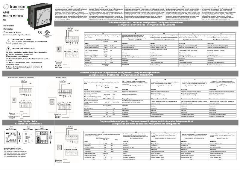 Page 1 de la notice Manuel utilisateur Trumeter APM-M