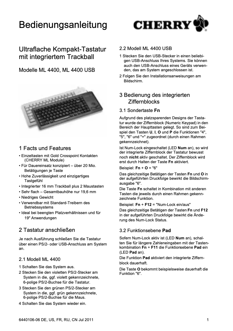 Image de la première page du manuel de l'appareil Compact-Keyboard G84-4400