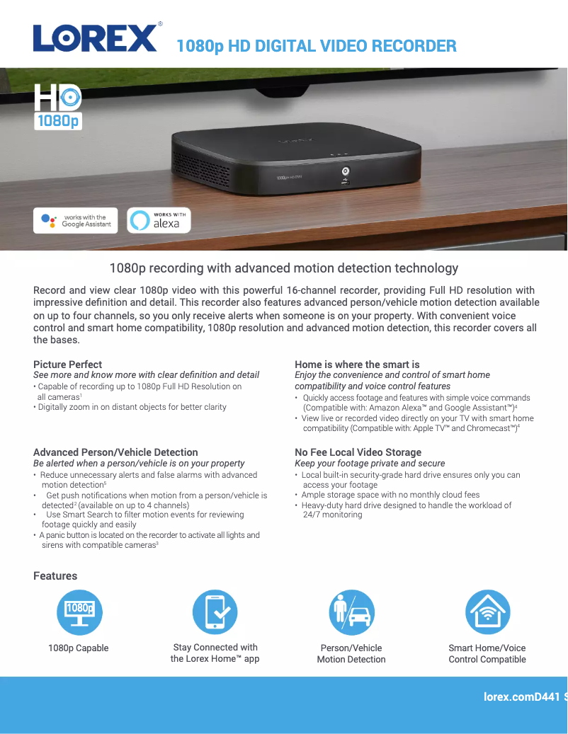 Página 1 del manual Ficha técnica Lorex C241DA-Z4