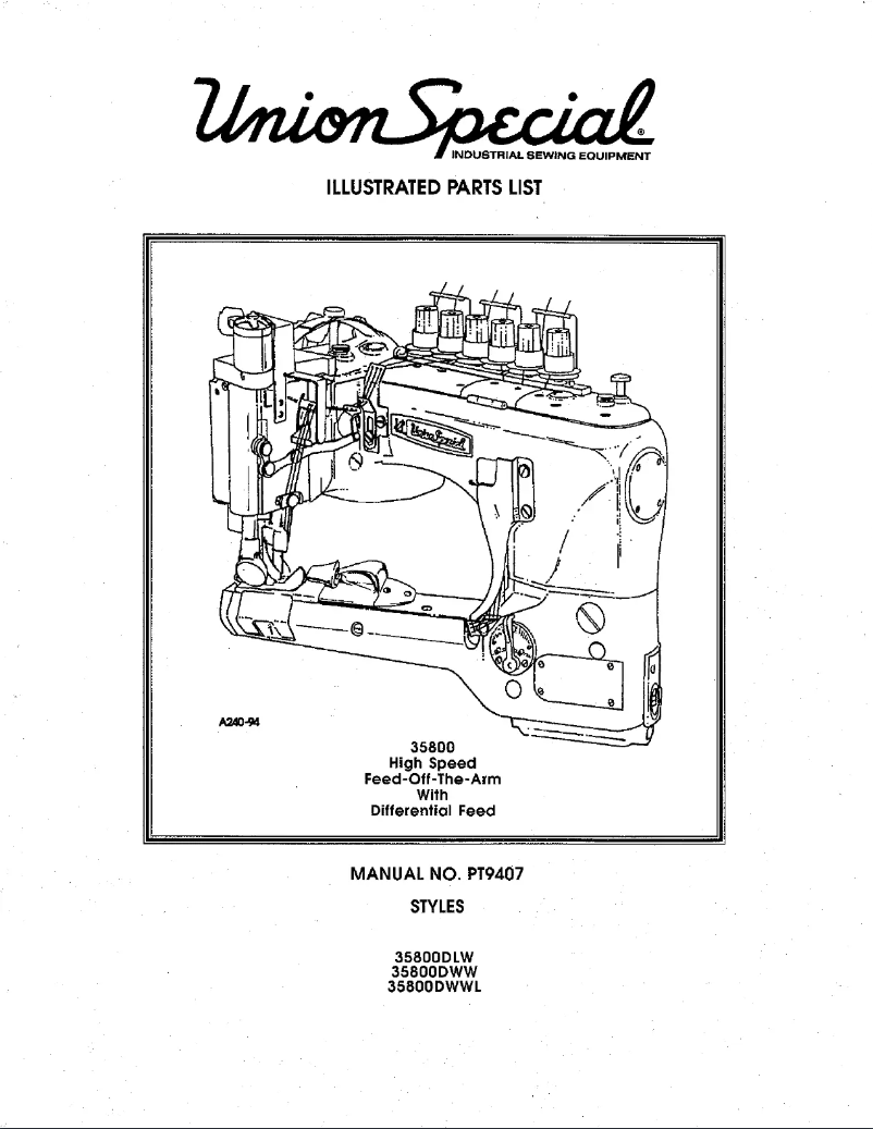 Page n°1 - Manuel utilisateur Union Special 35800DLW
