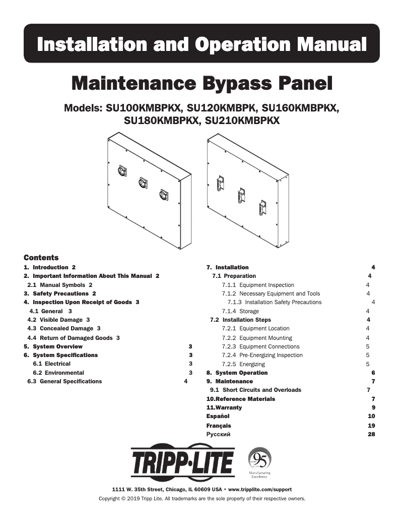 Page 1 de la notice Manuel utilisateur Tripp Lite SU100KMBPKX