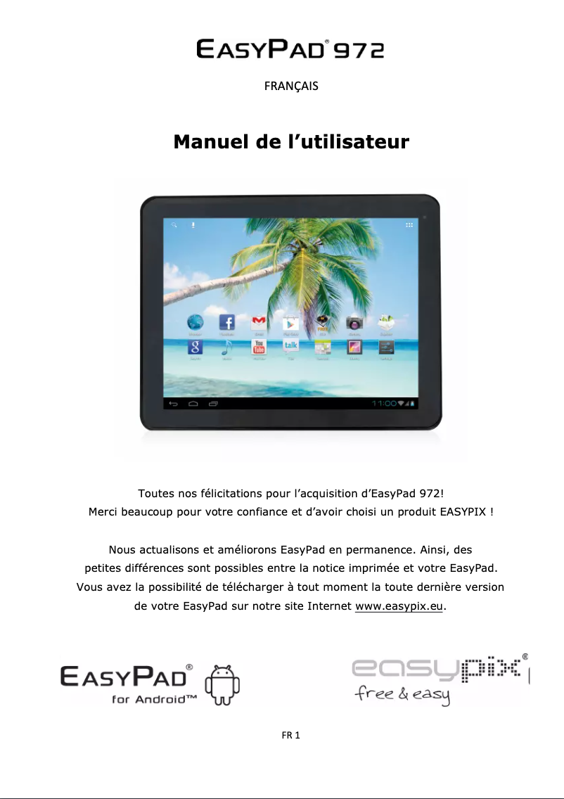 Page n°1 - Manuel utilisateur Easypix EasyPad 972 Dual Core