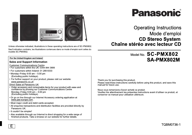Page n°1 - Manuel utilisateur Panasonic SA-PMX802M