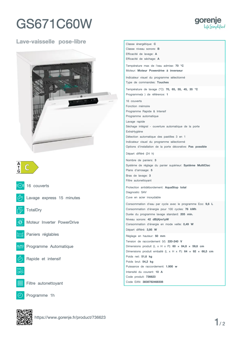 Image de la première page du manuel de l'appareil GS671C60W