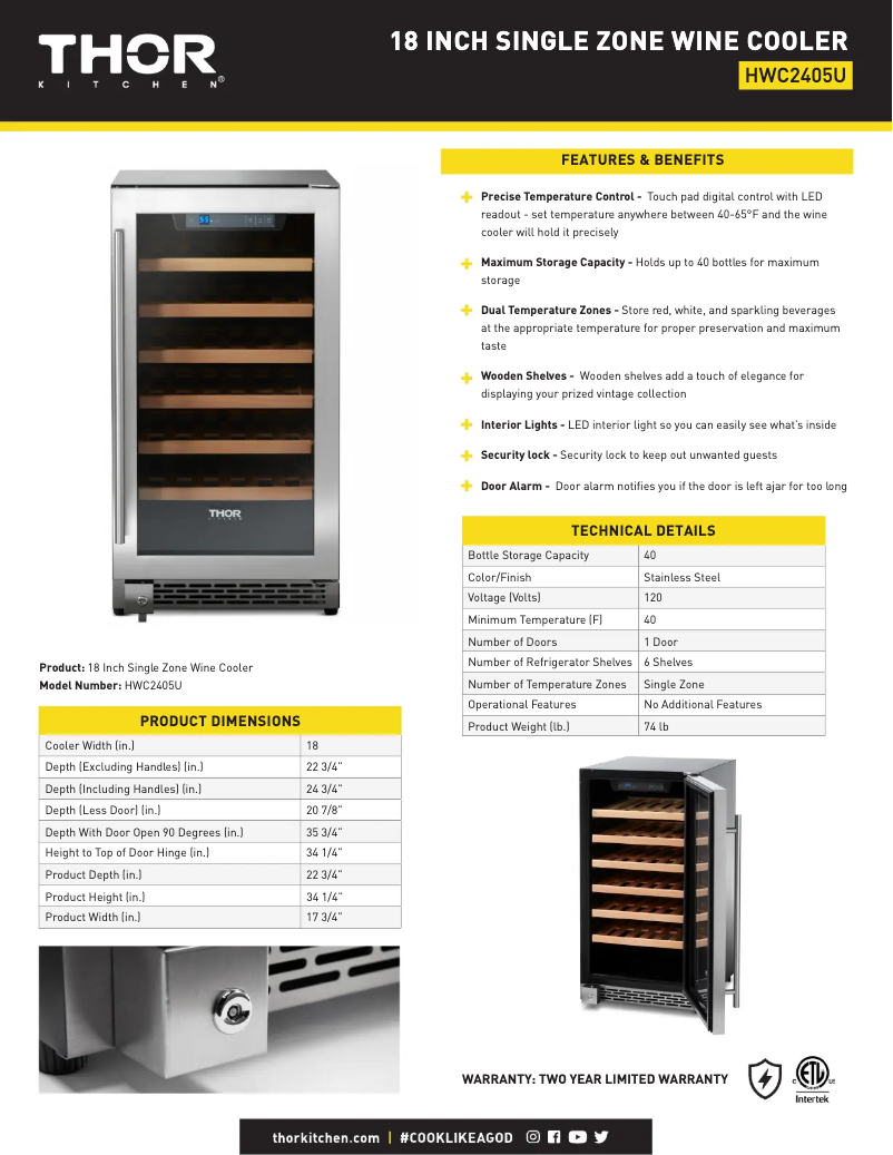 Página 1 del manual Ficha técnica Thor HWC2405U