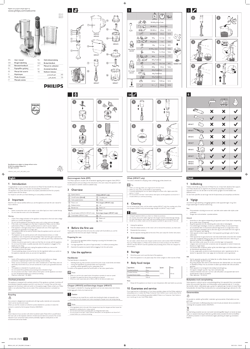 Page n°1 - Manuel utilisateur Philips Viva Collection HR1614