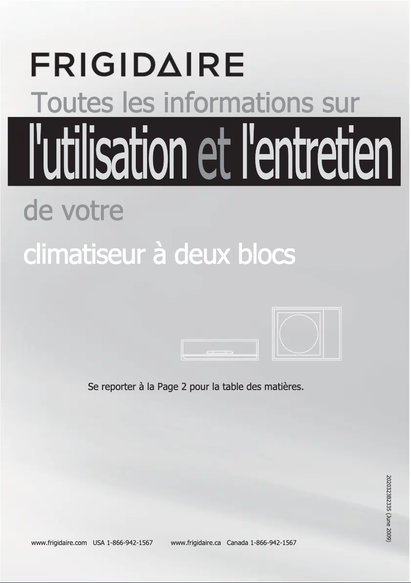 Page n°1 - Manuel utilisateur Frigidaire FRS093LS1