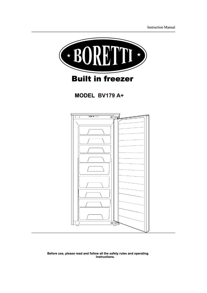 Page 1 de la notice Manuel utilisateur Boretti BV179 A