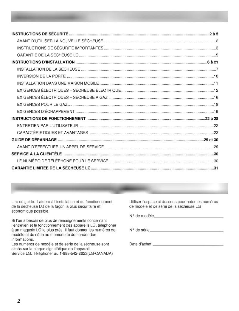 Page 1 de la notice Manuel utilisateur LG DLE5932S