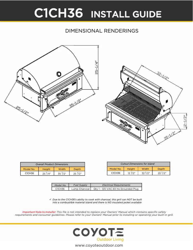 Page 1 de la notice Guide d'installation Coyote C1CH36CT