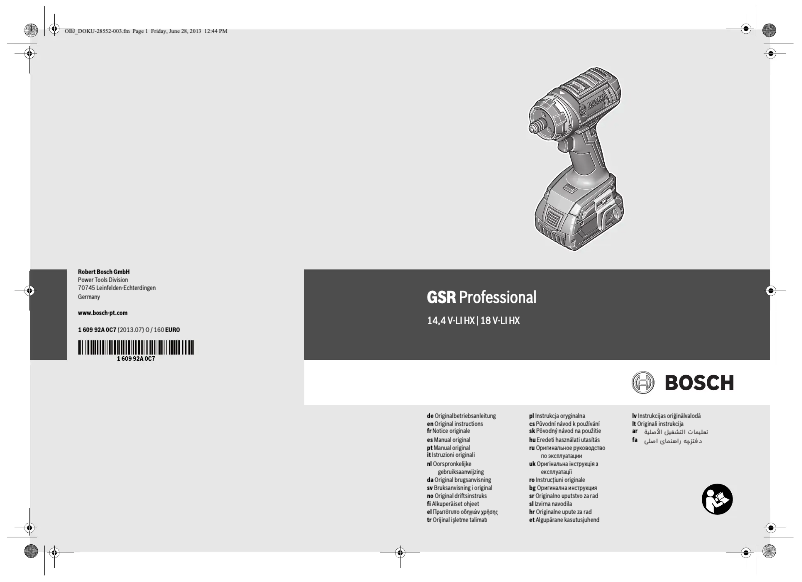 Page n°1 - Manuel utilisateur Bosch GSR 18 V-LI HX