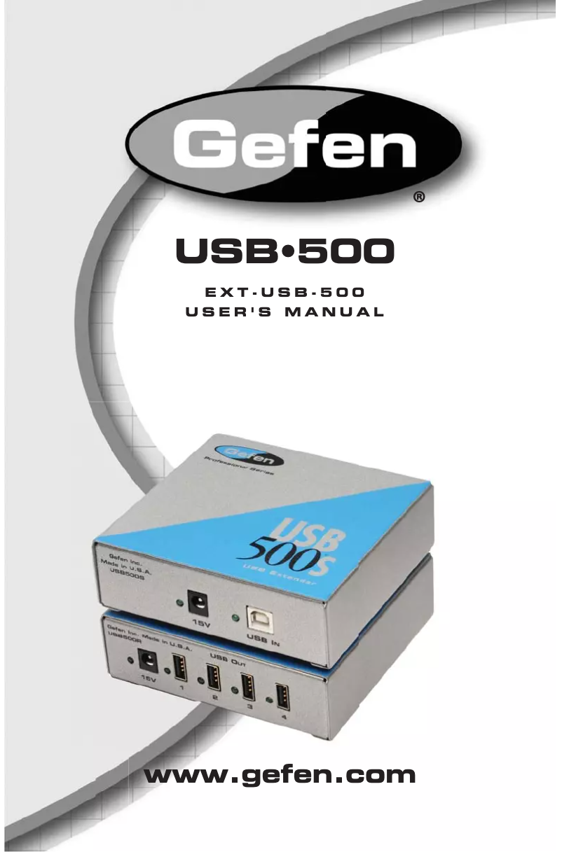 Page 1 de la notice Manuel utilisateur Gefen EXT-USB-500