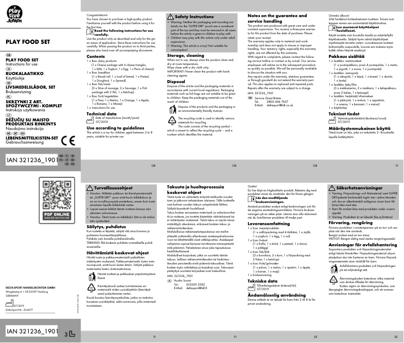 Page 1 de la notice Manuel utilisateur Playtive IAN 321236